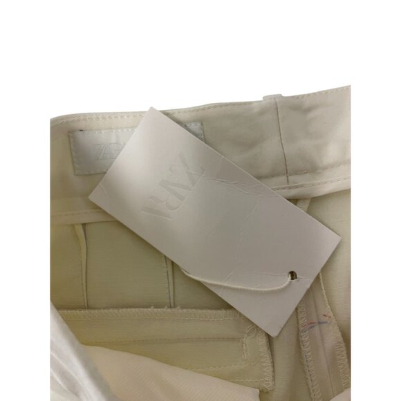 Zara Womens Pants S Ivory Pleated Straight Leg Trousers High Waist 9072/580 NWT - Picture 8 of 16